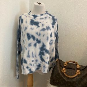 Elan Blue Tie-Dye Cotton Sweater large